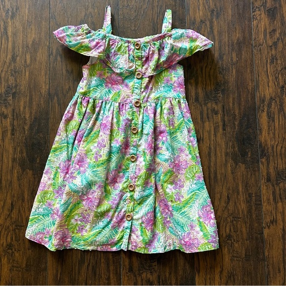 Girls, Purple and Green,  Flutter Sleeve Fit-and-Flare Sundress - Picture 3 of 6